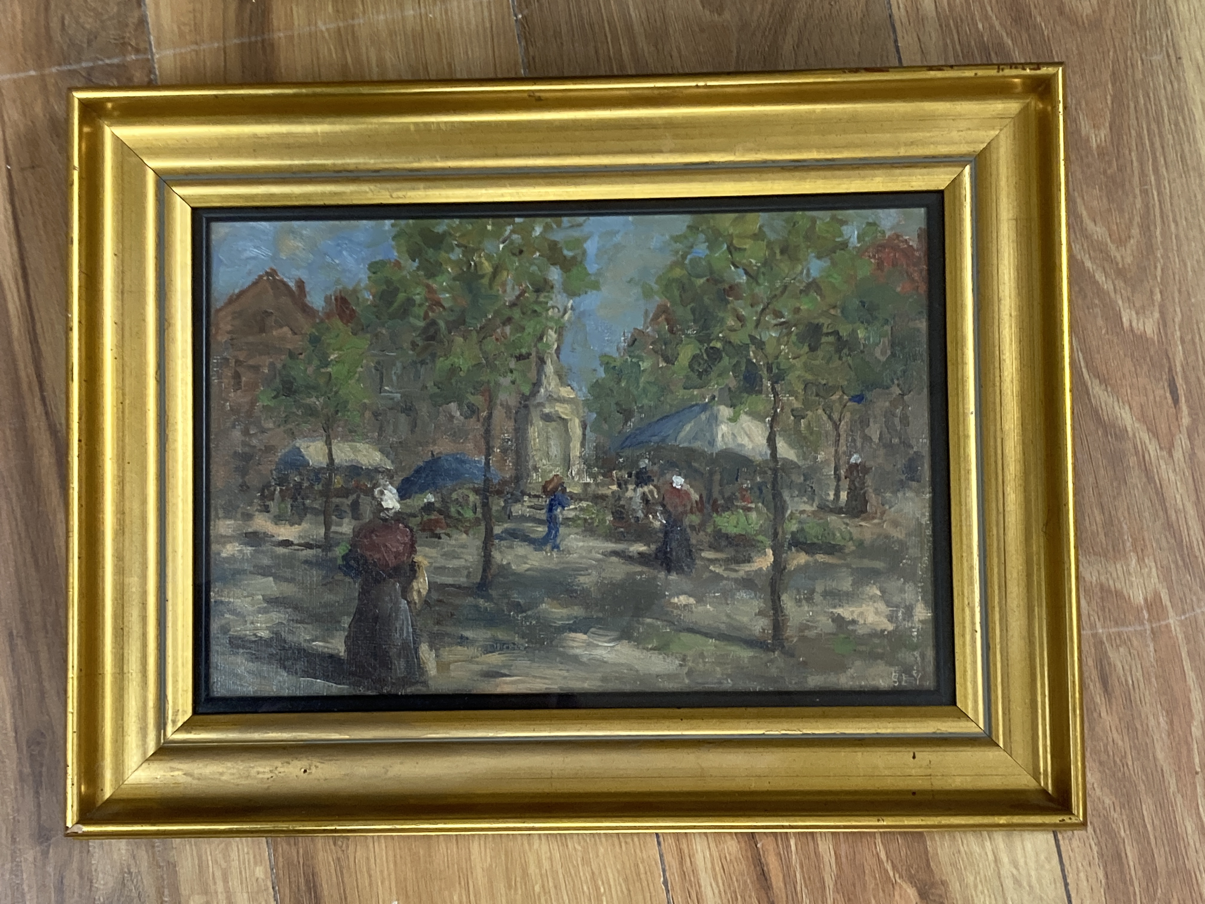 Charles J. Kelsey (1870-1960), oil on board, Market scene, signed, 20 x 30cm